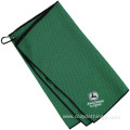 Custom microfiber waffle golf towels with metal clip